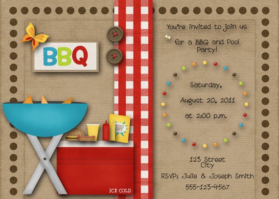 BBQ Party invitation, Cookout invitation, Summer Party invitation
