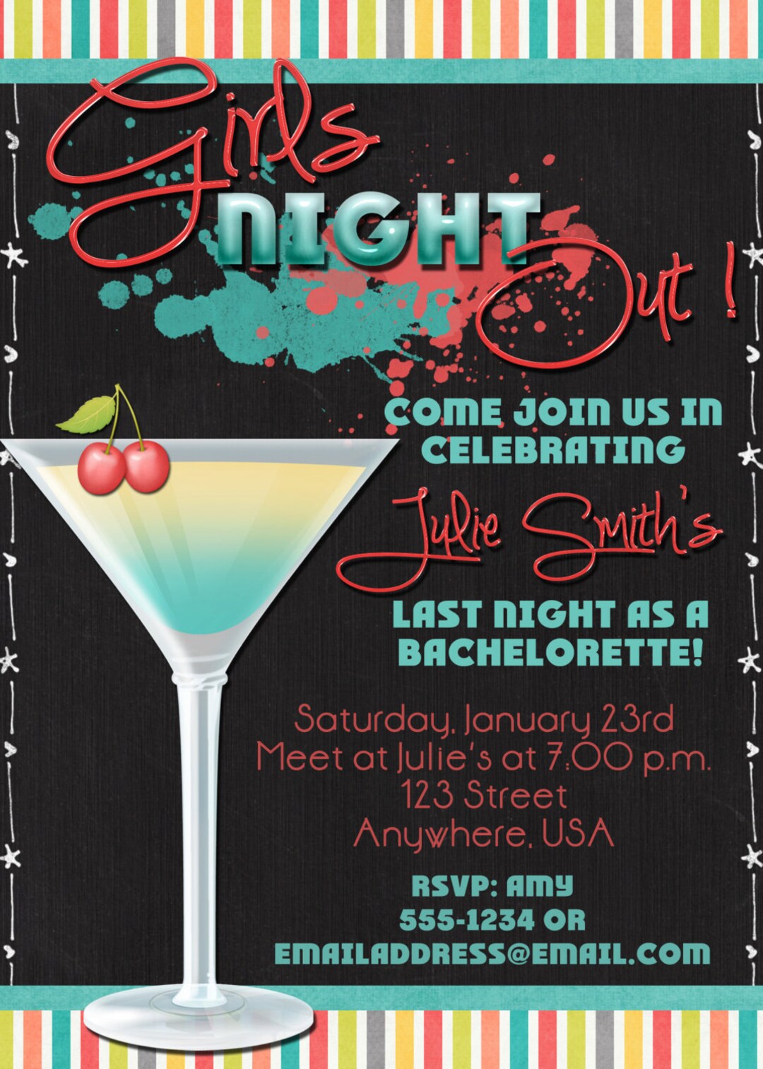 Bachelorette Party Invitation - Girls Night Out - Etsy