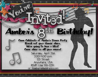 Dance Party Birthday Party Invitation, Dancing Party Invitation
