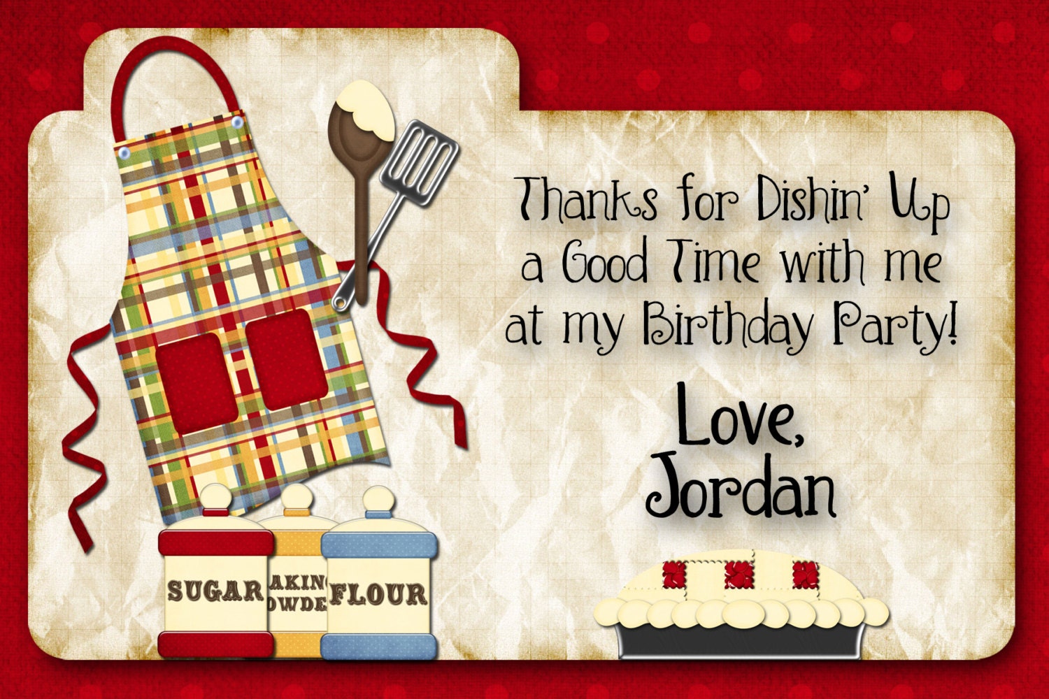 Cooking Party Thank You Card, Baking Party Thank You Card, Baking ...