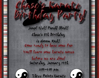 Karate Birthday Party Digital Invitation, Martial Arts Birthday Party Invitation