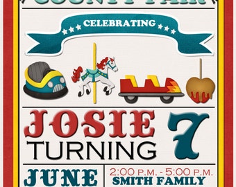 County Fair Birthday Invitation, Bumper Cars birthday party invitation, Digital Invite