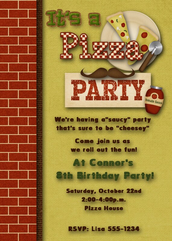Pizza Party Birthday Party Invitation Boy Girl | Etsy