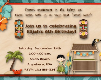 Hawaii Luau Geburtstagsfeier Einladung, Luau Geburtstag Party Einladung