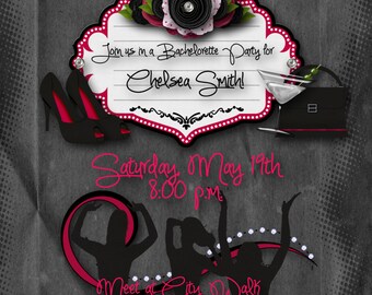 Bachelorette Party Invitation, Girls Night Out, 21st Birthday Party, Neon Party