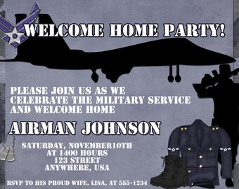 Airforce Welcome Home Party Invitation, Digital Invitation