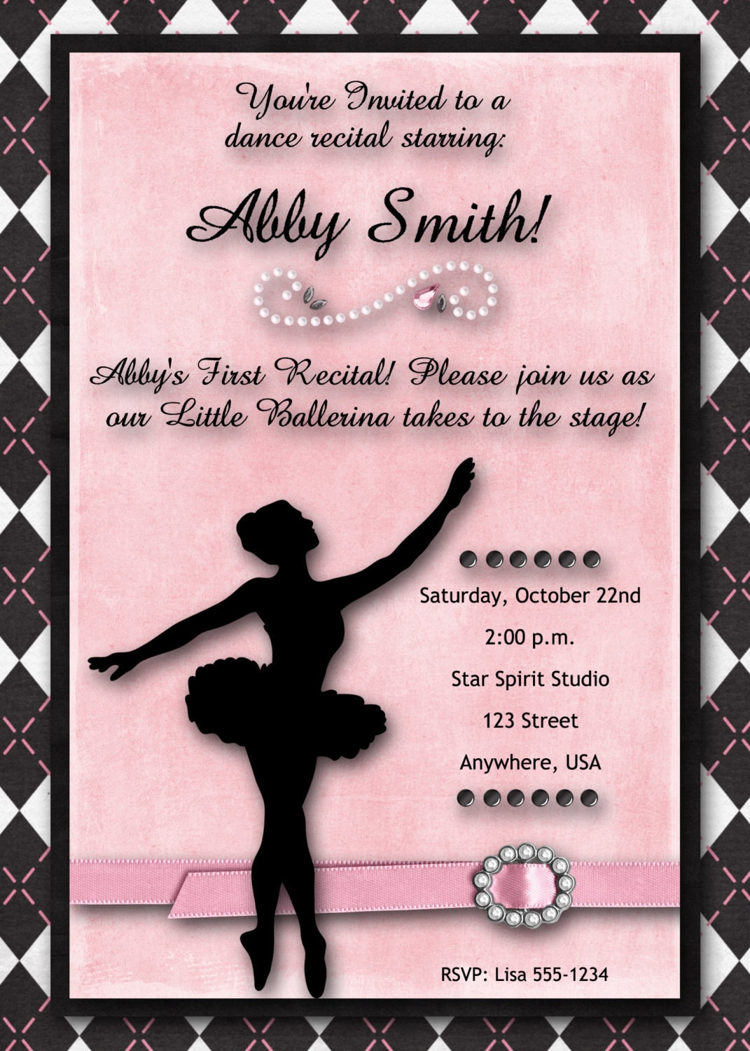 Ballerina Birthday Party Invitation/dance Recital Invitation Etsy