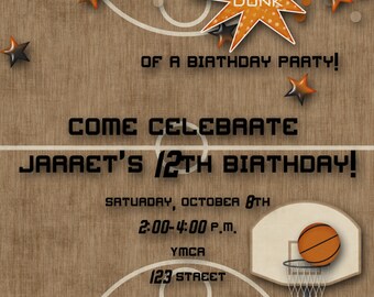 Basketball Birthday Party Invitation, Basketball Party Invite