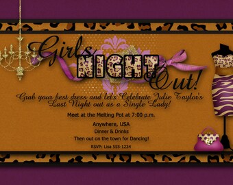 Bachelorette Party Invitation, Girls Night Out, Leopard Bachelorette Party