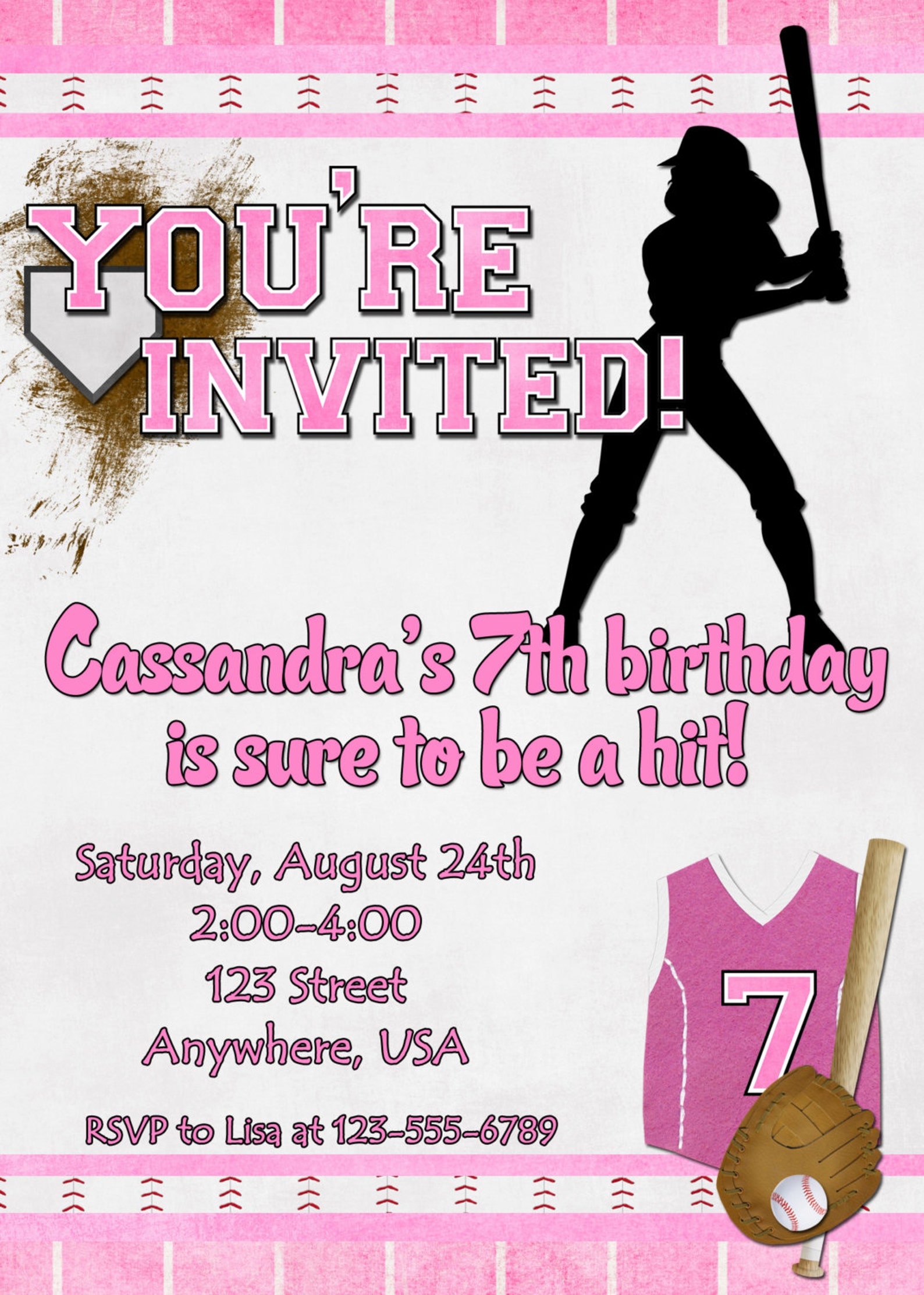 Softball Birthday Party Invitation | Etsy