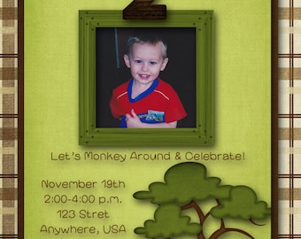 Monkey Birthday Party Invitation, Digital Invitation, Monkey Business