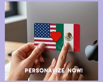 Pegatina personalizada de corazón con dos banderas / Pegatina personalizada con la bandera de tu país / Regalo internacional para parejas / Pegatinas de fútbol, soccer y amor / Flagify