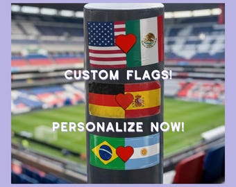 Pegatina personalizada de corazón con dos banderas / Pegatina personalizada con la bandera de tu país / Regalo internacional para parejas / Pegatinas de fútbol, soccer y amor / Flagify