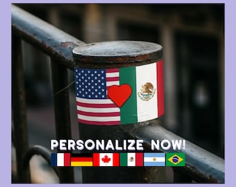 Pegatina personalizada de corazón con dos banderas / Pegatina personalizada con la bandera de tu país / Regalo internacional para parejas / Pegatinas de fútbol, soccer y amor / Flagify