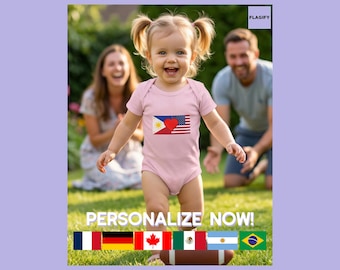 Body personalizado para bebé / Regalo para baby shower / Conjunto personalizado de países para bebé / Conjunto de fútbol para bebé / Conjunto para recién nacido / Regalo único para bebé / Boda