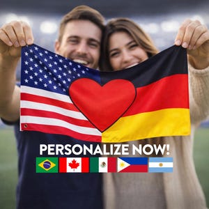 Custom Country Flag | Personalized Couple Flag | World Cup 2026 Soccer Fan Flag | International Love Flag | 2 or 3 Countries Flag |  Flagify