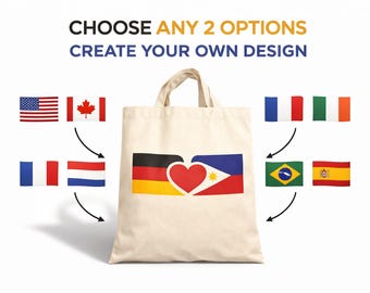 Bolso de viaje personalizado para amigas / Bolso con bandera de 2 países Regalo para la mejor amiga Bolso de vacaciones Regalo para compañera de viaje de chicas Bolso para la mejor amiga