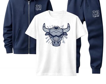 Conjunto completo de ropa urbana de 3 piezas para hombre, modelo 23 Legend: sudadera con capucha, camiseta y pantalones deportivos - Jordan 13 Match
