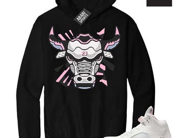 Black Bull Graphic Hoodie for Jordan 5, Jordan 5 Soft Pink Sneaker Match Hoodie Black Retro 5s Bull.