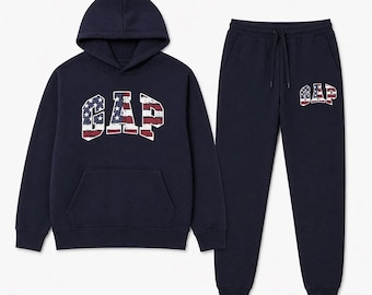 Mens GAP Logo Fleece Hoodie Sweatpants Tracksuit Set Jogging Streetwear Outfit