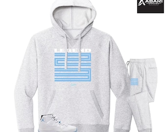 Legend Blue Sneaker Match Hoodie Set, Custom Men's Tracksuit Set, Hoodie Jogger Tracksuit To Match Jordan 11 Legend Blue - Crest Jumpsuit.
