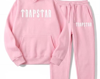 Baby Pink London Trap Star Set, Women Baby Pink Trap Star Tracksuit Hoodie Joggers Sweatsuit Athletic Streetwear Gift For Her
