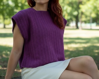 Crochet Summer Top Pattern PDF, Easy Boxy Tee Tutorial, Lightweight Crochet Shirt
