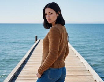 Textured Rib Sweater Knitting Pattern PDF, Cozy Knit Pullover Tutorial