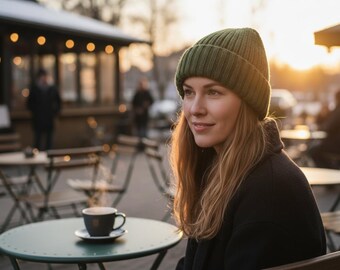 Ribbed Knit Beanie Pattern PDF, Classic Winter Hat Knitting Tutorial