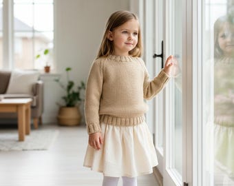 Knit Sweater Pattern Kids Raglan Pullover Easy Cozy Child PDF