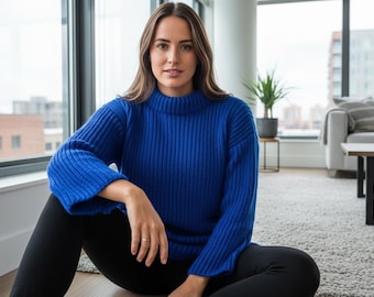 Knit Sweater Pattern PDF, Fisherman Rib Pullover Tutorial, Cozy Winter Sweater