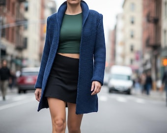 Chunky Jacket Knitting PDF, Long Cardigan Tutorial, Cozy Winter Coat XS XXL