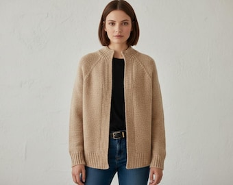 Raglan Knit Cardigan Pattern Top Down Sweater Knitting PDF Women