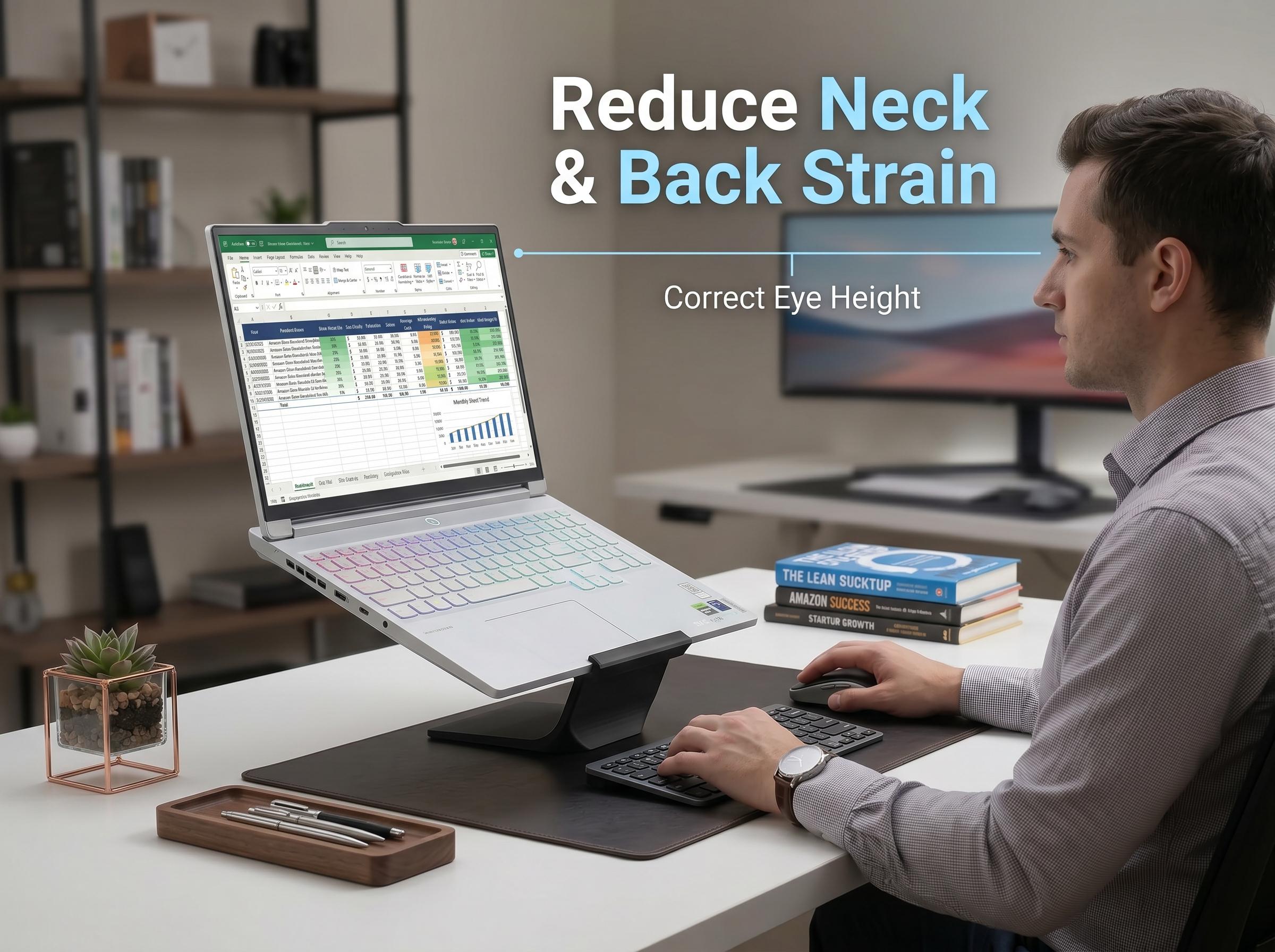 Ergonomic Laptop Stand | Minimal Desk Setup, Neck Pain Relief, Modern ...