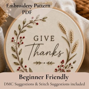 Motif de broderie PDF pour Thanksgiving l Motif de broderie | Conception de points pour débutants (téléchargement PDF)