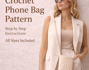 Patrón de bolso de ganchillo para móvil en PDF / Patrón de bolso bandolera de ganchillo / Tutorial fácil de minibolso de ganchillo / Patrón de monedero de ganchillo para principiantes / Bolso pequeño