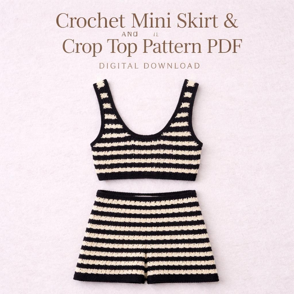 30 Women’s Crochet Shorts Patterns To Make Before Summer Hits 12 Striped Crochet Shorts and Crop Top Set
