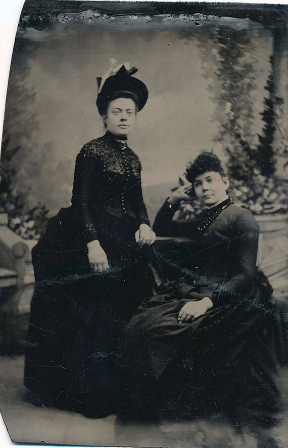 1/6 Plate Tintype Portrait of Two Very Fashionable Women, Maybe Sisters, in  Fancy Dresses - Etsy