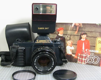 Canon T50 35mm SLR Film Camera With an FD 50mm F/1.8 Prime Lens