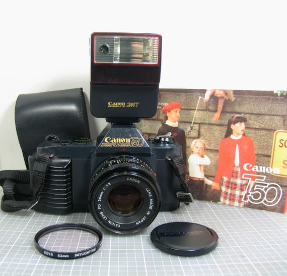 Canon T50 35mm SLR Film Camera With an FD 50mm F/1.8 Prime Lens