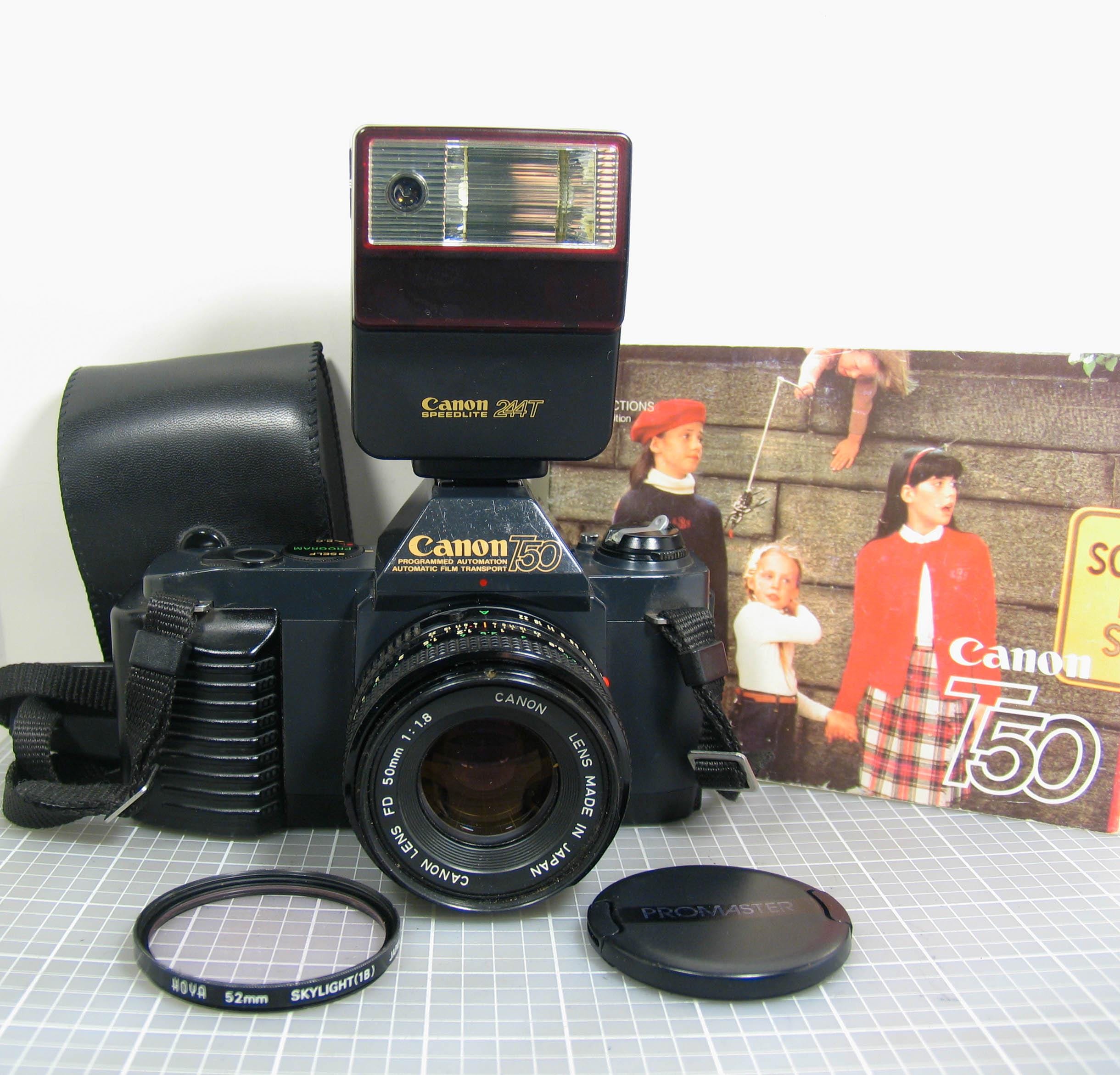 Canon T50 35mm SLR Film Camera With an FD 50mm F/1.8 Prime Lens
