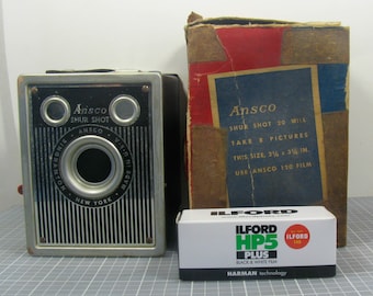 Antique Ansco Shur Shot 20 Box Camera 120 Roll Film 1936-48