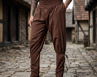 Pantaloni vichinghi fatti a mano per uomo / Pantaloni medievali norreni / Abito per rievocazioni storiche / Costume SCA / Pantaloni storici LARP / Pantaloni da pirata per cosplay