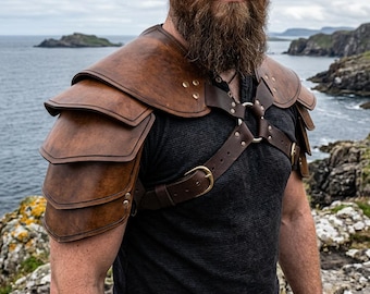 Armure d'épaule viking | Espauliers médiévaux en cuir | Armure de costume viking | Armure de cosplay de GN | Protège-épaules de guerrier | Déguisement SCA