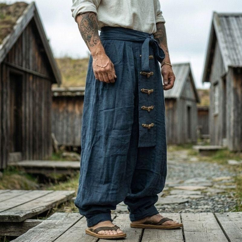 Pantalon Costume Cavalier Médiéval Vintage - Homme Adulte - Ample, Jambe Bandée - Neuf Avec étiquettes