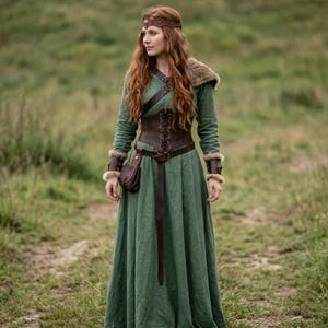 Handmade Medieval Women Costume SCA | Dress & Armor Accessories | Fantasy Warrior Outfit | Renaissance LARP Set | Historical Costume