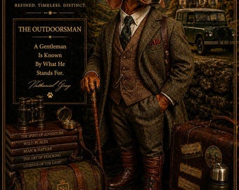 Dachshund Gentleman Explorer Portrait: Vintage Adventure Art Print