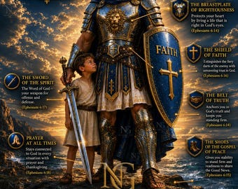 Father's Armor Fine Art Print: Full Armor of God, Christian Warrior Artwork