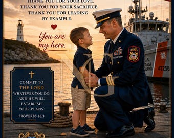 US Coast Guard Father Son Christian Wall Art, Semper Paratus Military Tribute (Printable)