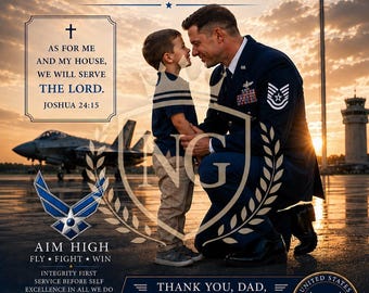 Father's Day Air Force Tribute Art – Christian Father Son Printable (Digital Download)